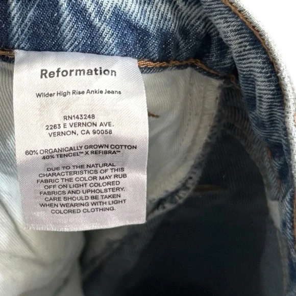 REFORMATION Wilder High Rise Ankle Wide Leg Dillon Jeans - Picture 7 of 8